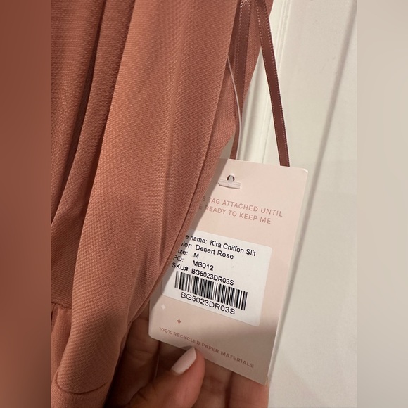 NWT Birdy Grey Kira Dress -Chiffon Desert Rose one shoulder with slit & pocket - Picture 5 of 7